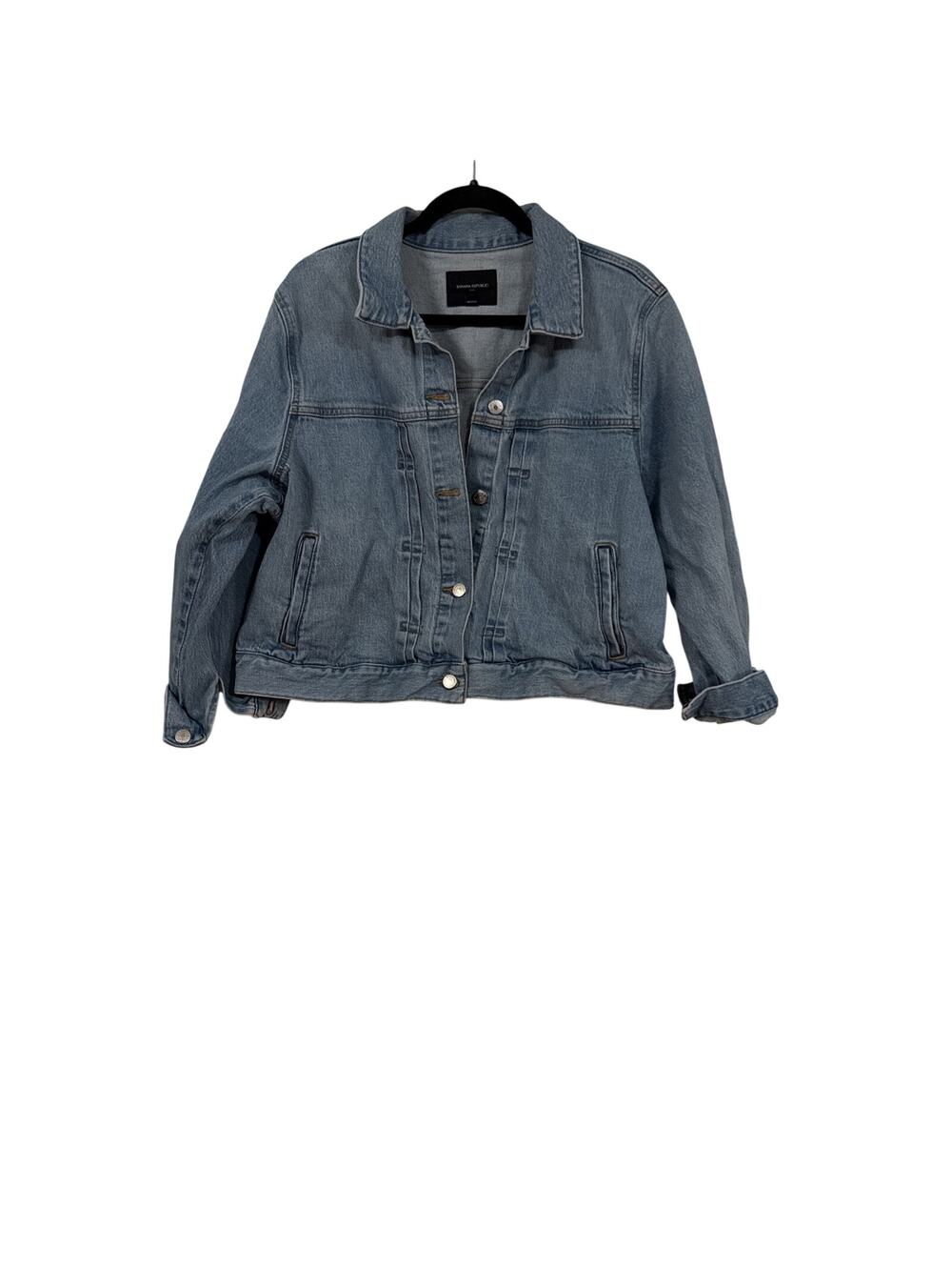 Unisex Banana Republic denim jacket Size XL Silver Hardware Light Wash Denim